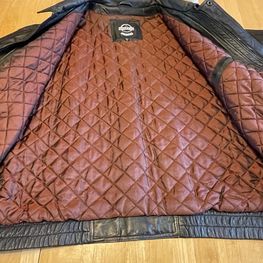 VTG AMERICAN OUTERWEAR MEN XL BLACK LEATHER BOMBER JACKET/AVIATOR, MOTORCYCLE - Picture 10 of 10